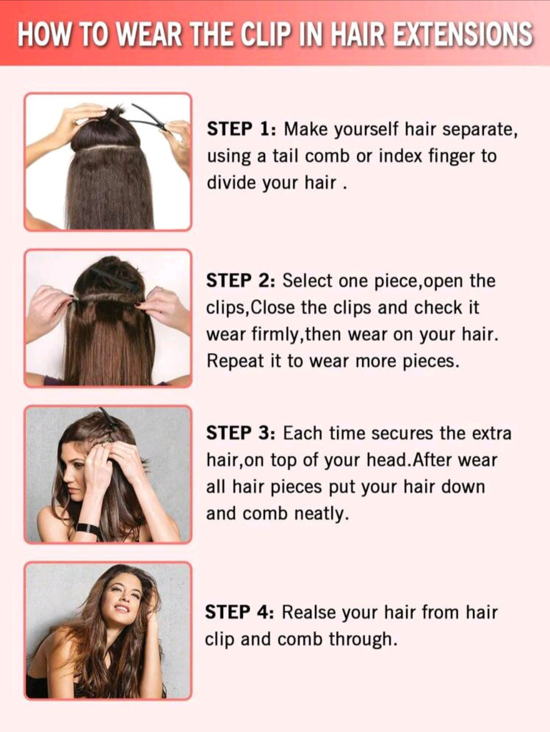 8pcs Brown Natural Wave Hair Extensions