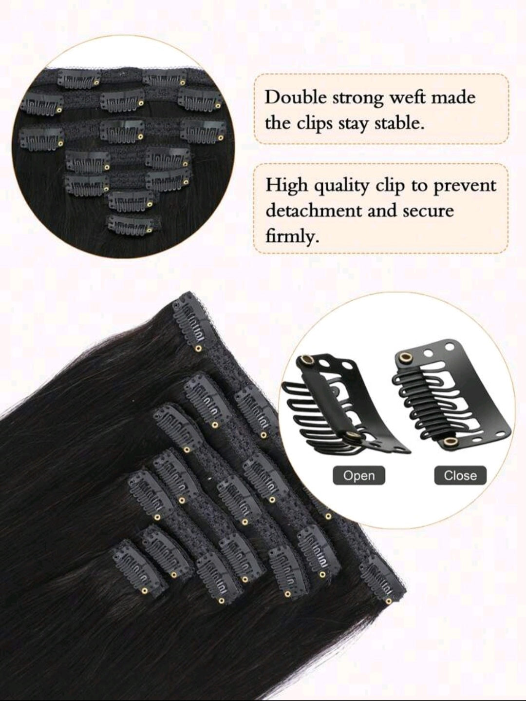 7pcs Clip in Straight Natural Hair Extensions