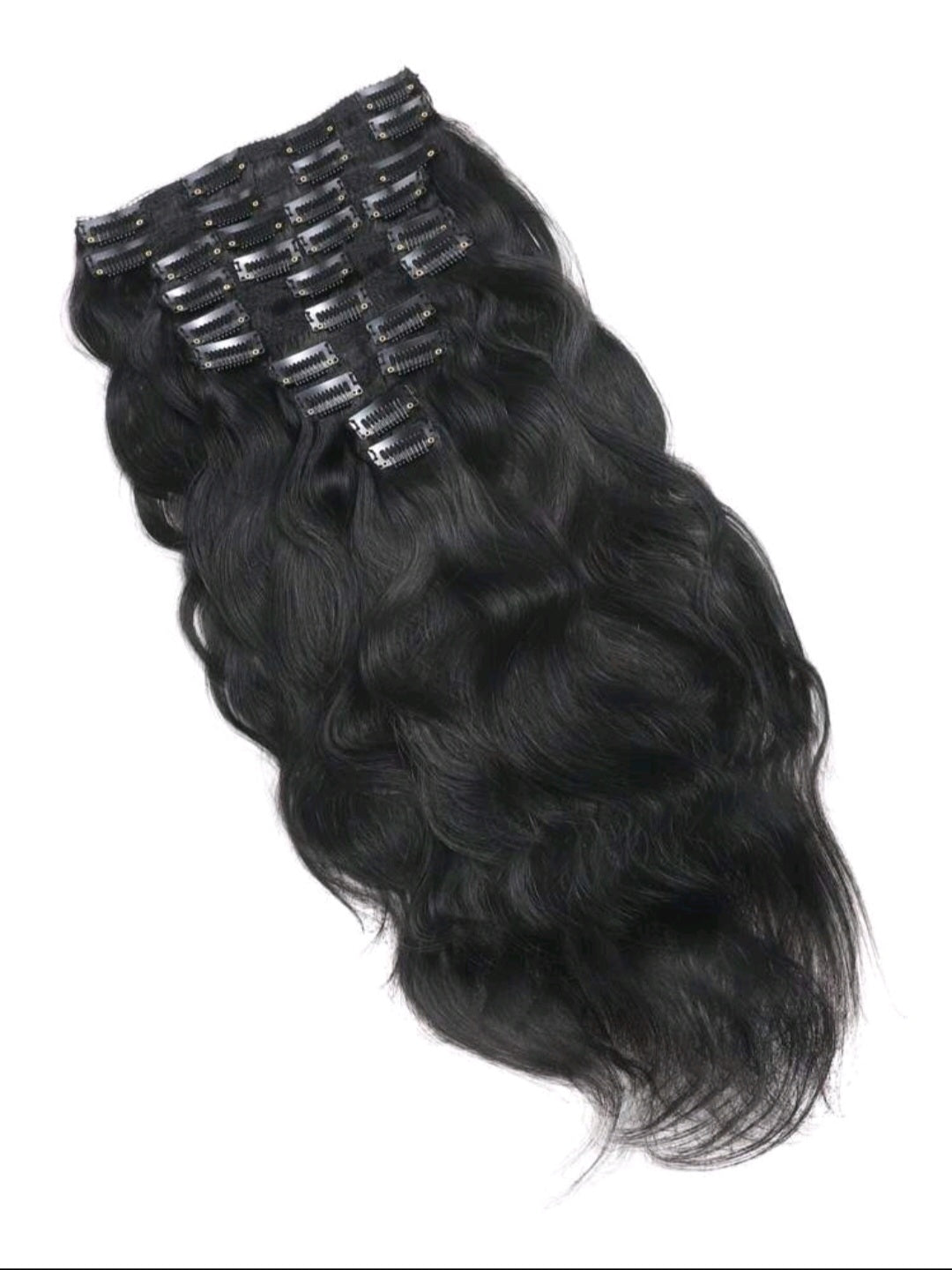 10pcs Natural Wave Black Clip in Hair Extensions