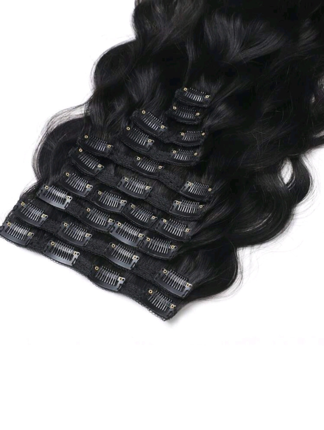 10pcs Natural Wave Black Clip in Hair Extensions