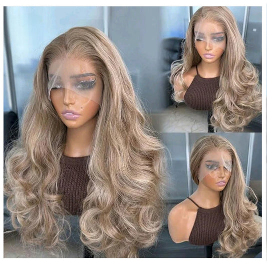 Blonde Highlight Brown Mixed Color Lace Front Wig