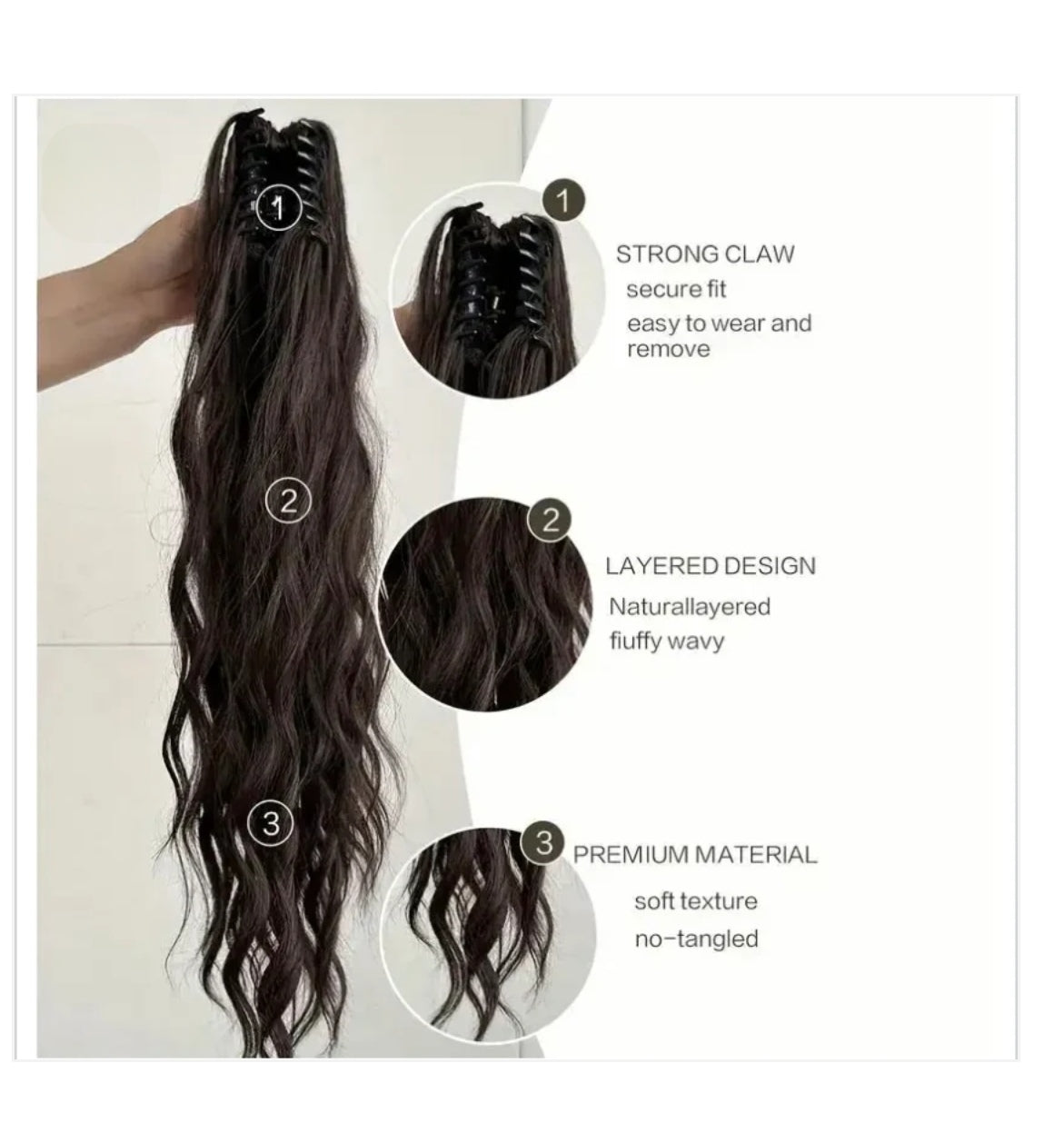 Claw Ponytail Extension 60.96 Cm Water Wave Big Wavy Curly Clip In Hair Extensions