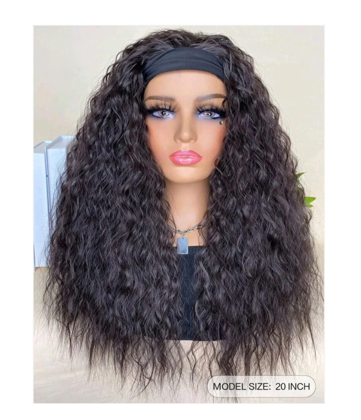 Dark brown headband human hair
