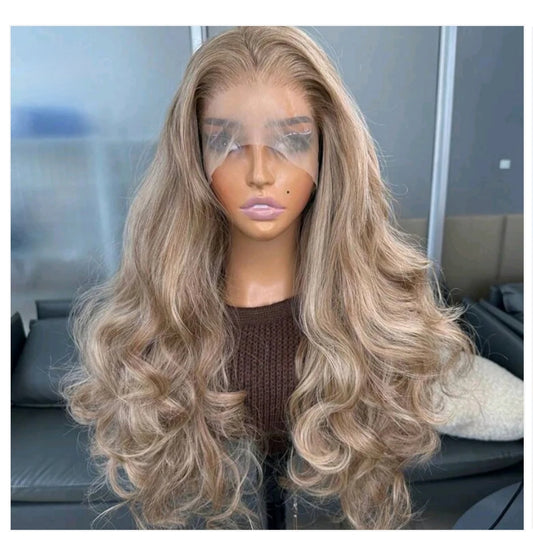 Blonde Highlight Brown Mixed Color Lace Front Wig