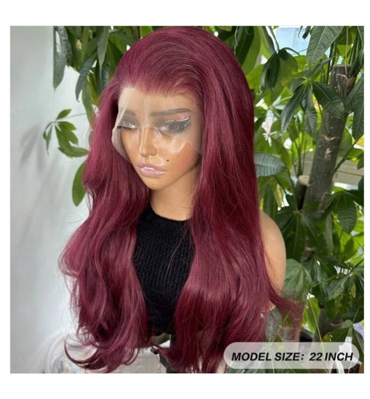 Burgundy Lace Front Wig - Human blend