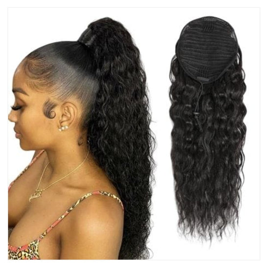 Drawstring Ponytail Water Wave Synthetic Hair Clip in Hair