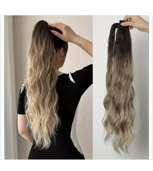 Claw Ponytail Extension 60.96 Cm Water Wave Big Wavy Curly Clip In Hair Extensions