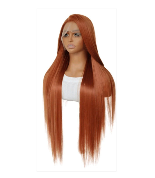 Dark Orange Long Lace Front Wig